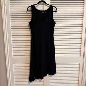 New York & Company Black Sheath Asymmetrical Midi Dress V-Neck Sleeveless